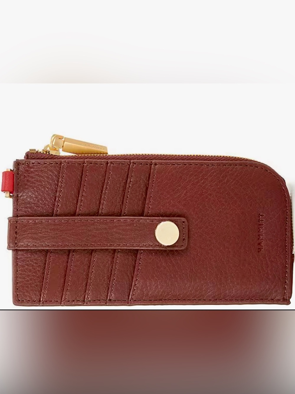 New Hammitt Deep Cherrywood Red Leather 210 East wallet